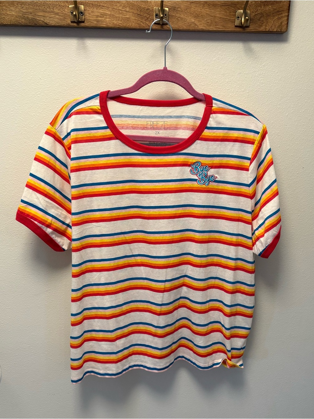 ByeBye Stripe Tee with Red Trim